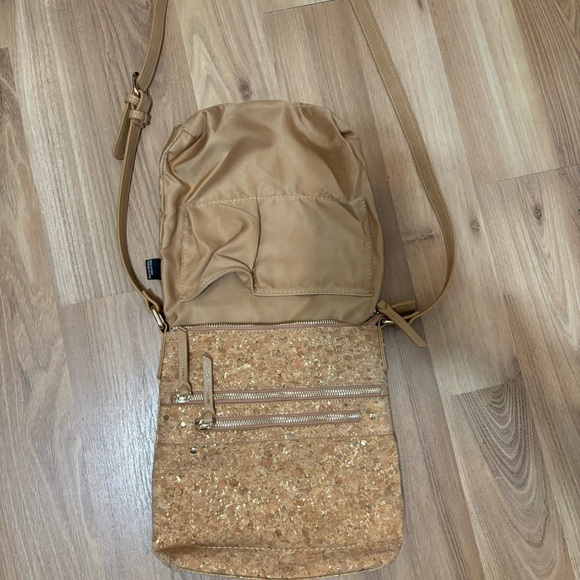 Sasha + Sofi Vegan Leather Crossbody Purse| Gold and Faux Cork| NWOT - Picture 6 of 14